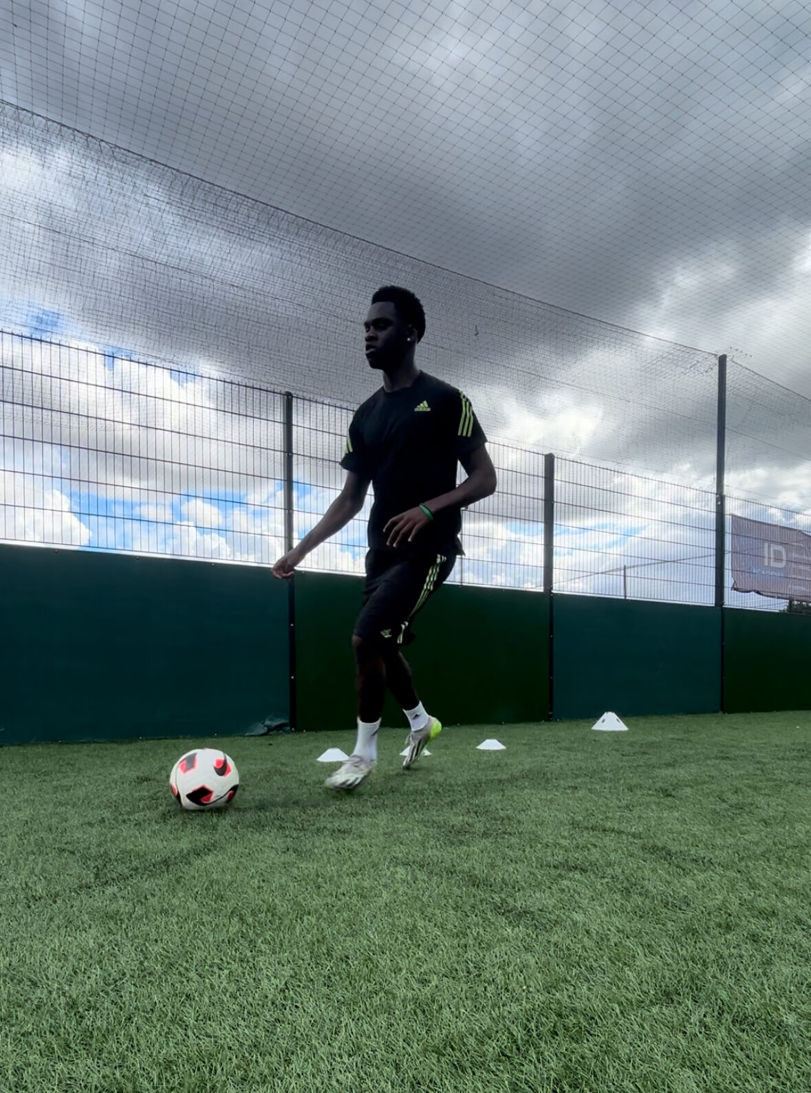 Boys football academy training session